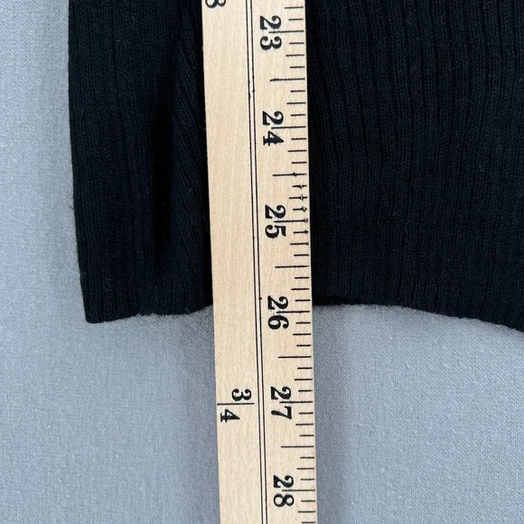 MADEWELL Sweater Womens Small Black Ruffle Sleeve Pullover Crew neck Ribbed - Picture 11 of 12